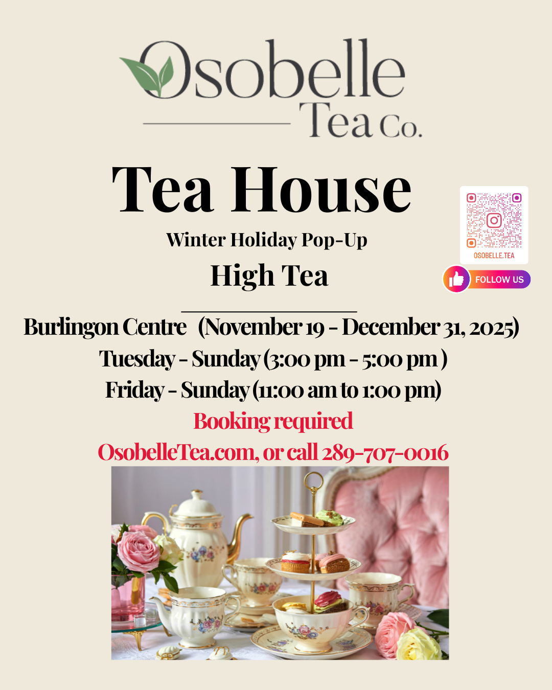 High Tea Experience - Winter Holiday (booking deposit) $23.25