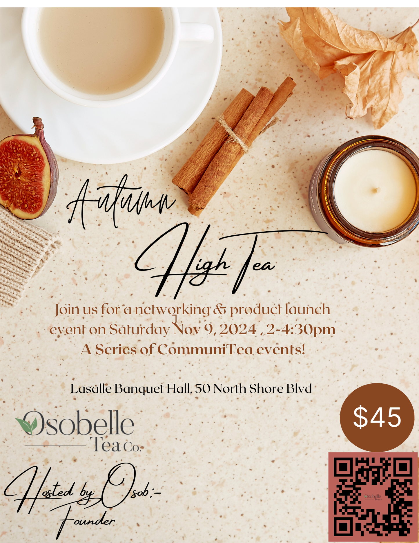 SOLD OUT!! CommuniTea & Product Launch High Tea Event Nov 9, 2024 at Lasalle Burlington banquet hall
